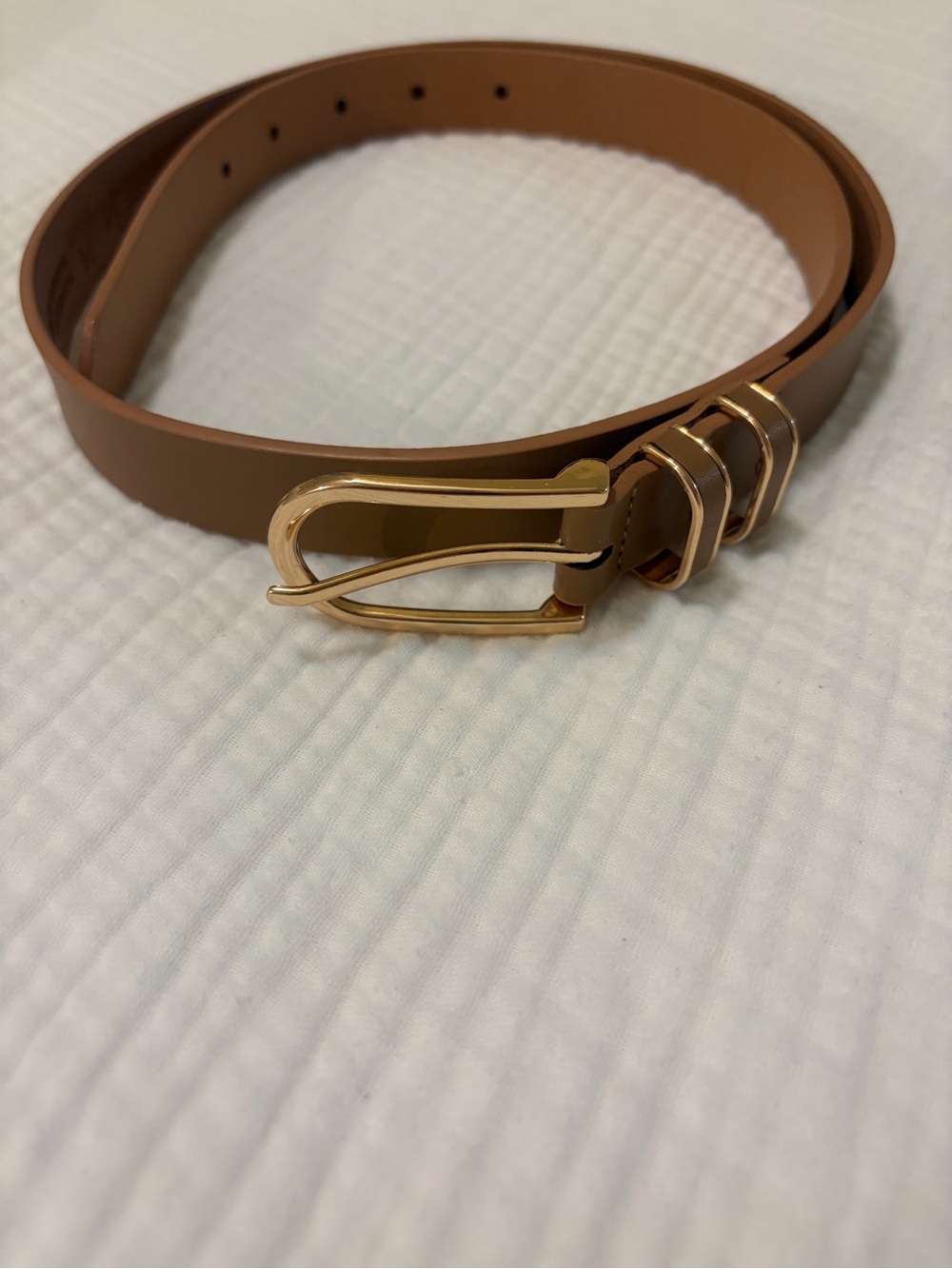 Nordstrom Rack Brown Leather Belt Rose Gold Buckle Size M NWOT